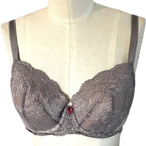 Victoria’s Secret Lined Demi Dream Angels gray purple lace bra 34DD 36D
